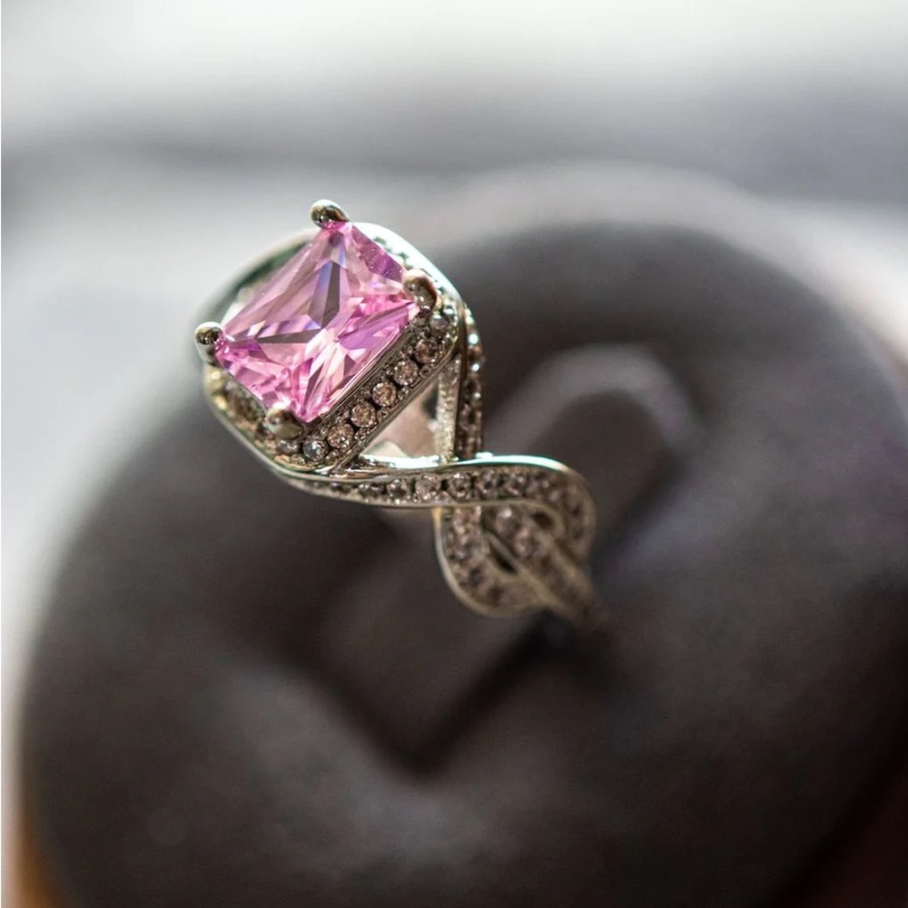 Freya Pink Gemstone Sterling Silver Ring - 8
